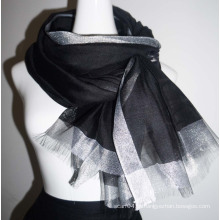 Moda Verão Primavera Silk Organza Scarf com 4 lurex sidelines